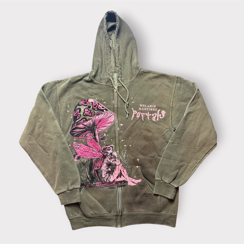 Melanie Martinez Portals Tour Mushroom Fairy Zip Up Hoodie Green Pink Medium